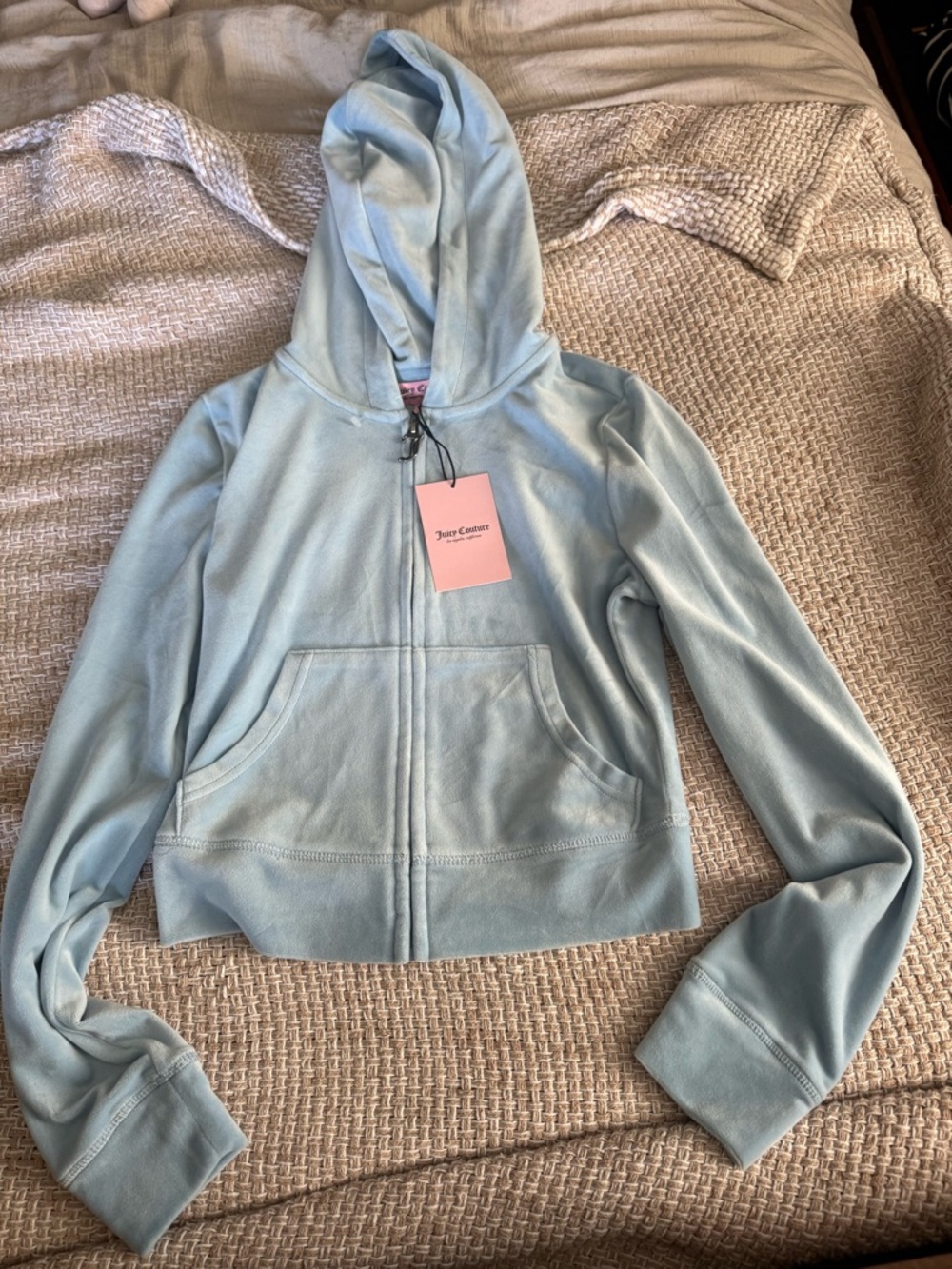 NWT Juicy Couture Light Blue Velour Zip Hoodie